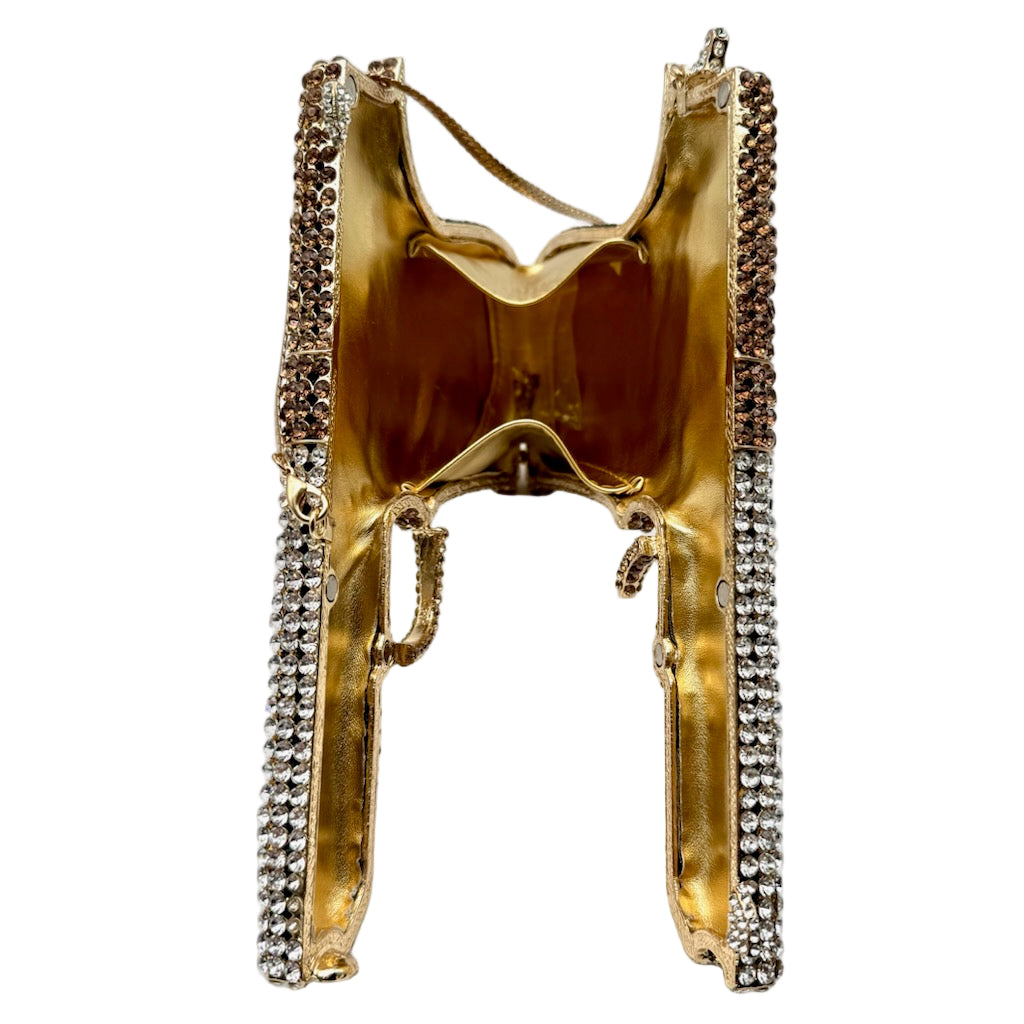 Rhinestone Gun Shaped Evening Clutch Bag
