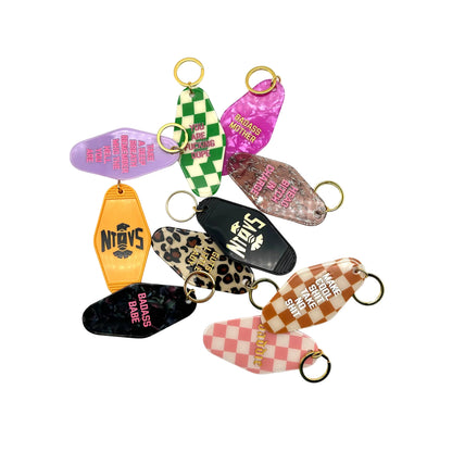group of keychains clustered together