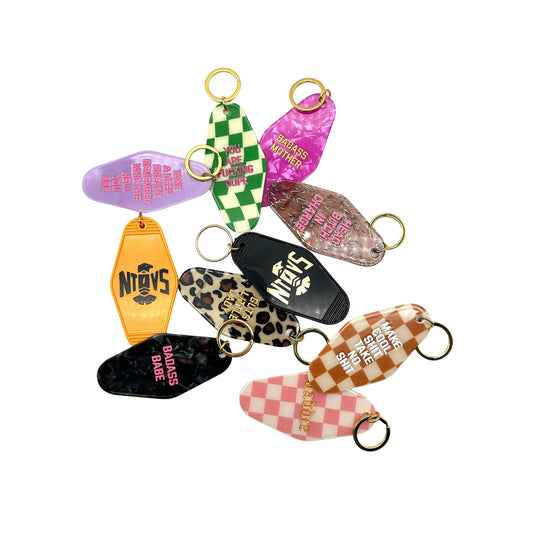 group of keychains clustered together