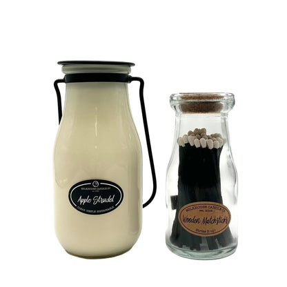 Two glass bottles with labels on a white background
