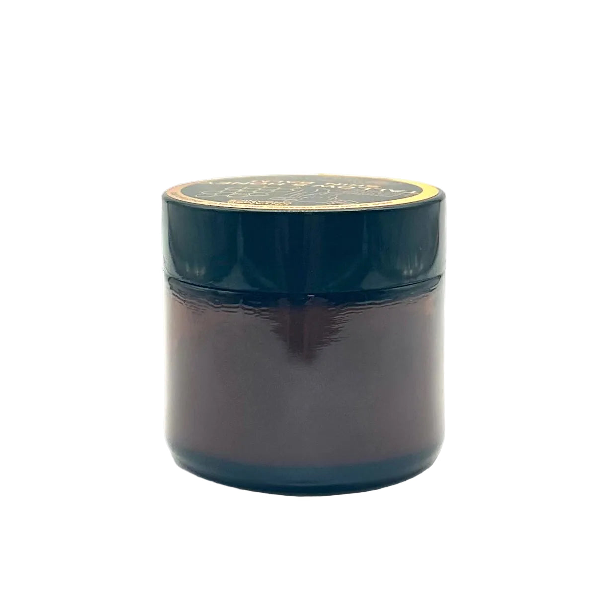 Dark blue jar with a gold lid on a white background