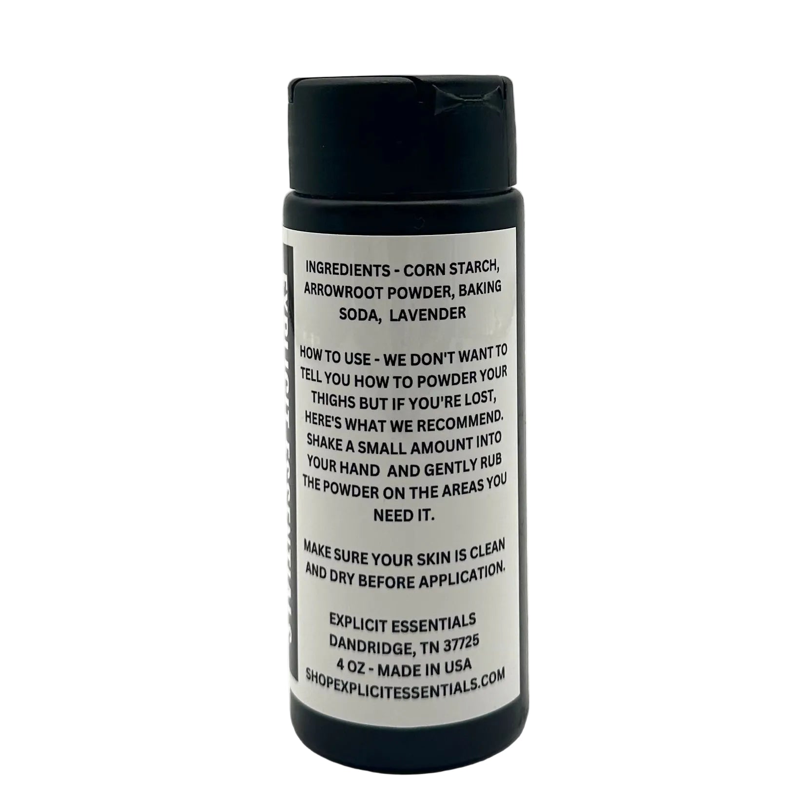 Back label of a product container with text on a white background
