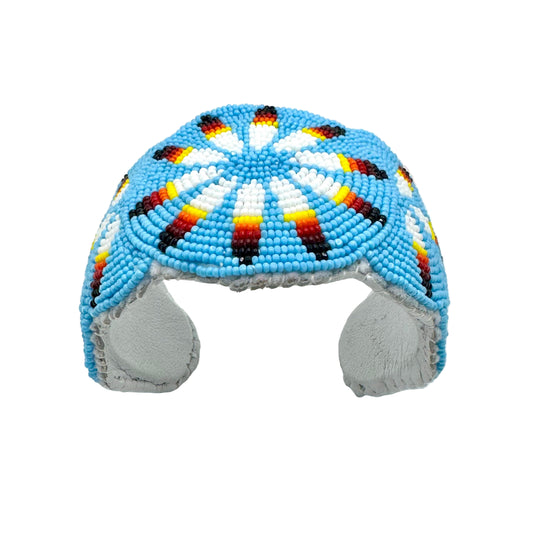 Handmade Circle Feather Beaded Cuff