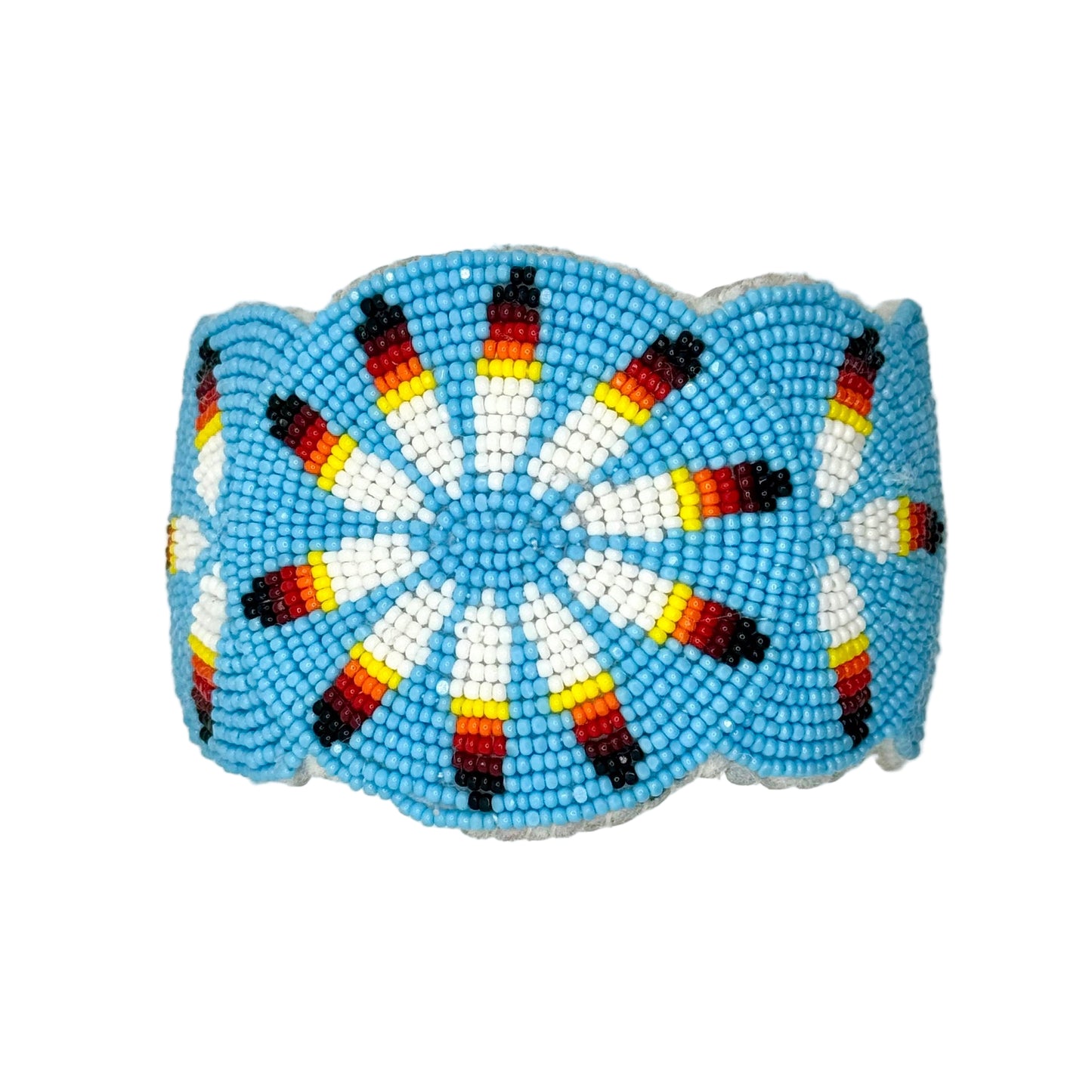 Handmade Circle Feather Beaded Cuff