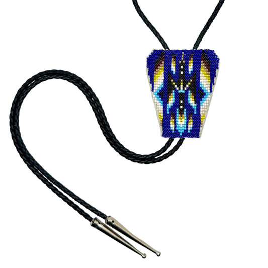 Beaded  Blue Diamond Bolo Tie
