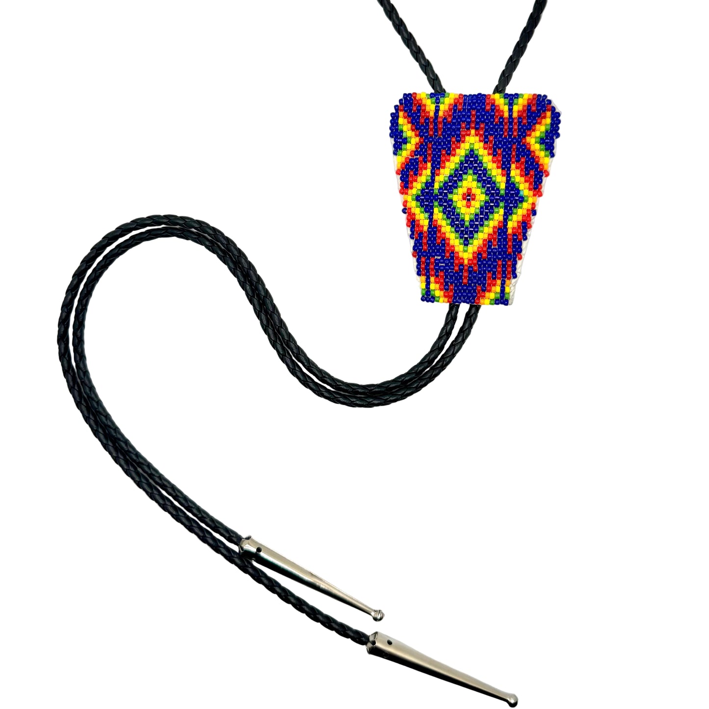 Beaded  Rainbow Diamond Bolo Tie