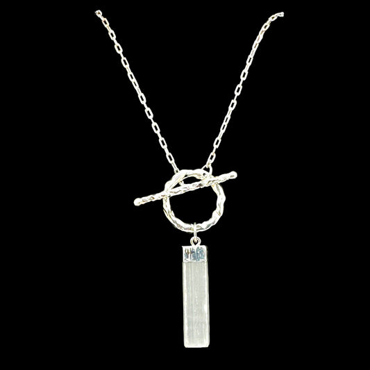 Selenite Crystal Bar Necklace