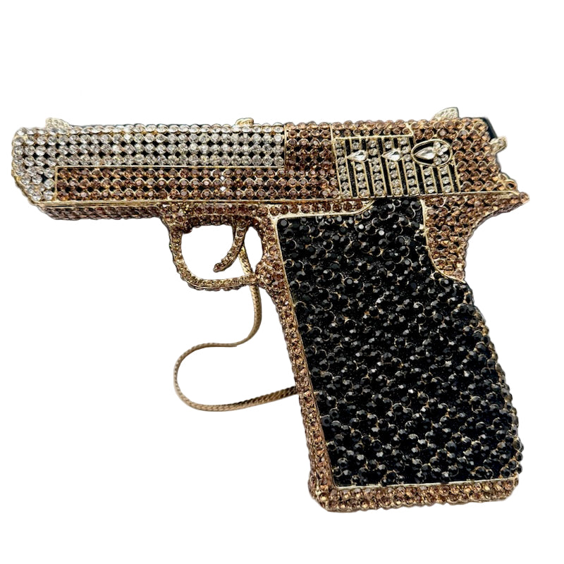 Rhinestone Gun Shaped Evening Clutch Bag