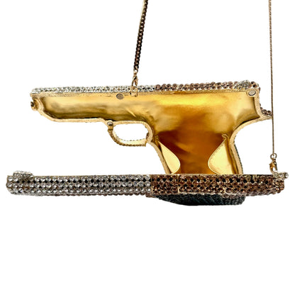 Rhinestone Gun Shaped Evening Clutch Bag