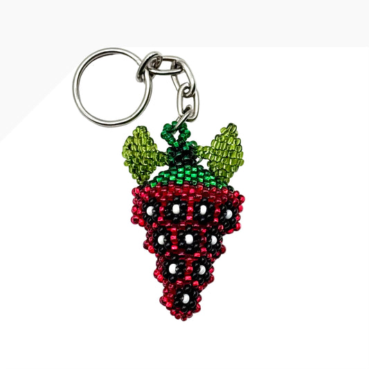 Beaded Strawberry Keychain