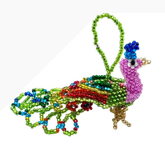 Beaded Peacock Keychain Charm / Ornament